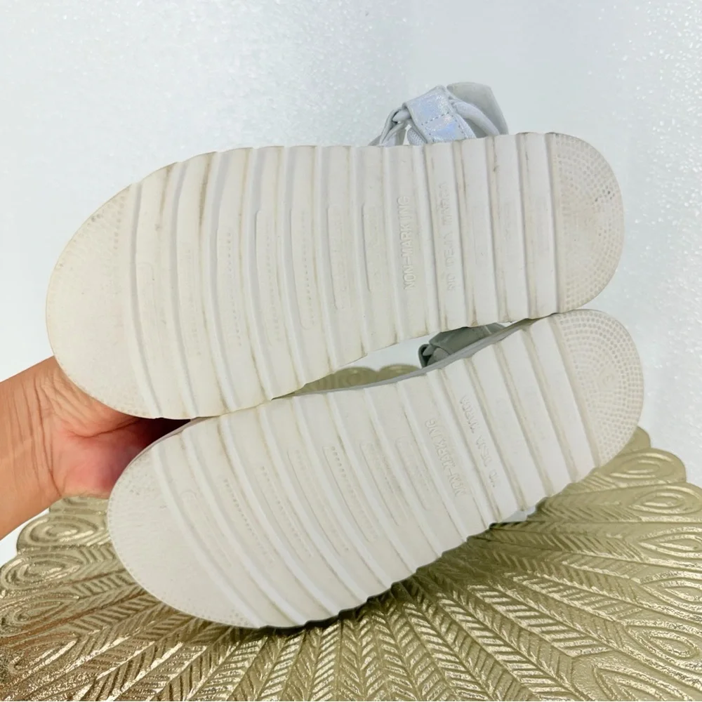 Justice‎ Girls Sandals Size 3 White Iridescent Chain Platform NWOT